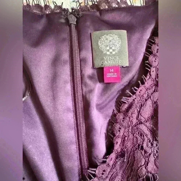 NWT Vince Camuto Plum purple Lace Sheath Dress size 14 - Picture 7 of 10